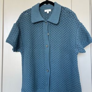 Haven Blue Knit Button-Up Cardigan